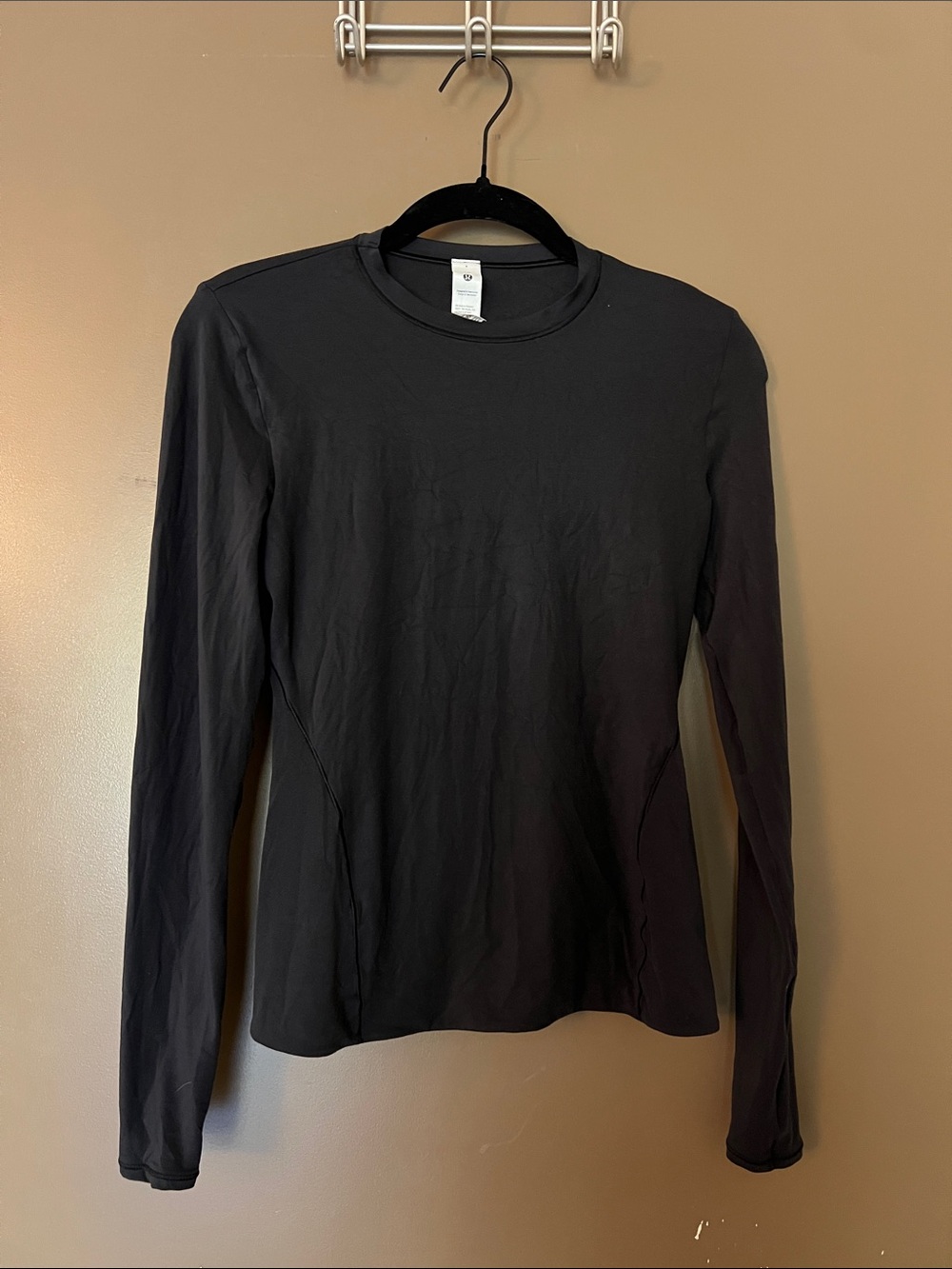 lululemon Wundermost Ultra-Soft Nulu Crewneck Long-Sleeve Shirt in Black - Sz S - Picture 2 of 6